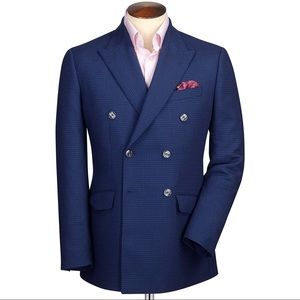 CHARLES TYRWHITT LIGHTWEIGHT HALF LINED ROYAL BLUE DOUBLE BREASTED BLAZER 40R
